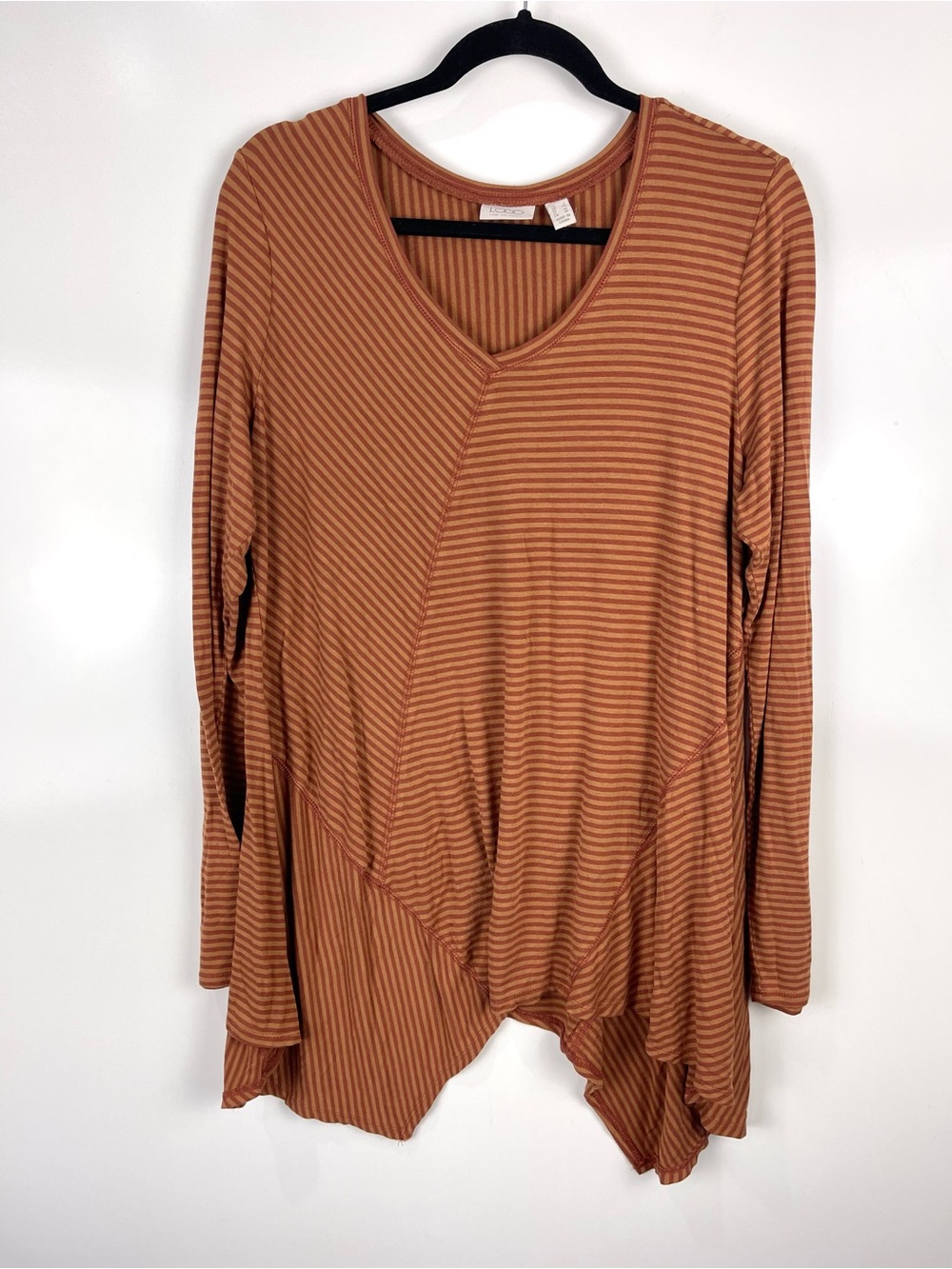LOGO Lori Goldstein Asymmetrical Tunic Top Women’s Large Lagenlook Striped